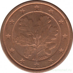 Монета. Германия. 1 цент 2005 год. (A).