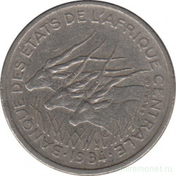 Монета. Центральноафриканский экономический и валютный союз (ВЕАС). 50 франков 1984 год. (Габон - D).
