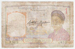Банкнота. Французский Индокитай. 1 пиастр 1936 год. Тип 54b.