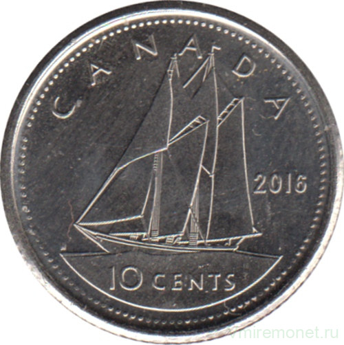Монета. Канада. 10 центов 2016 год.