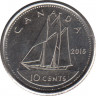 Монета. Канада. 10 центов 2016 год. ав.