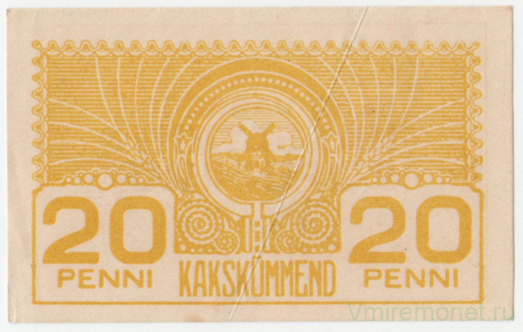 Банкнота. Эстония. 20 пенни 1919 год. Тип 41а.