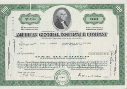 Акция. США. "AMERIGAN GENERAL INSURANCE COMPANY". 100 акций 1973 год. Вариант 2.