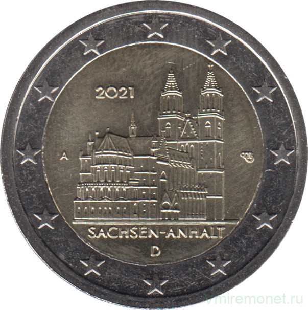 Монета. Германия. 2 евро 2021 год. Анхальт-Саксония (A).
