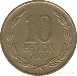 Монета. Чили. 10 песо 2009 год.