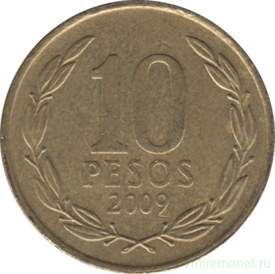 Монета. Чили. 10 песо 2009 год.