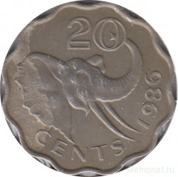 Монета. Свазиленд. 20 центов 1986 год.
