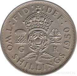 Монета. Великобритания. 2 шиллинга (флорин) 1950 год.