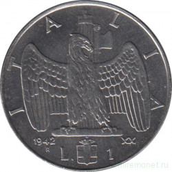 Монета. Италия. 1 лира 1942 год.