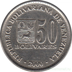 Монета. Венесуэла. 50 боливаров 2000 год.