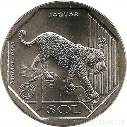 Монета. Перу. 1 соль 2018 год. Фауна Перу. Ягуар.