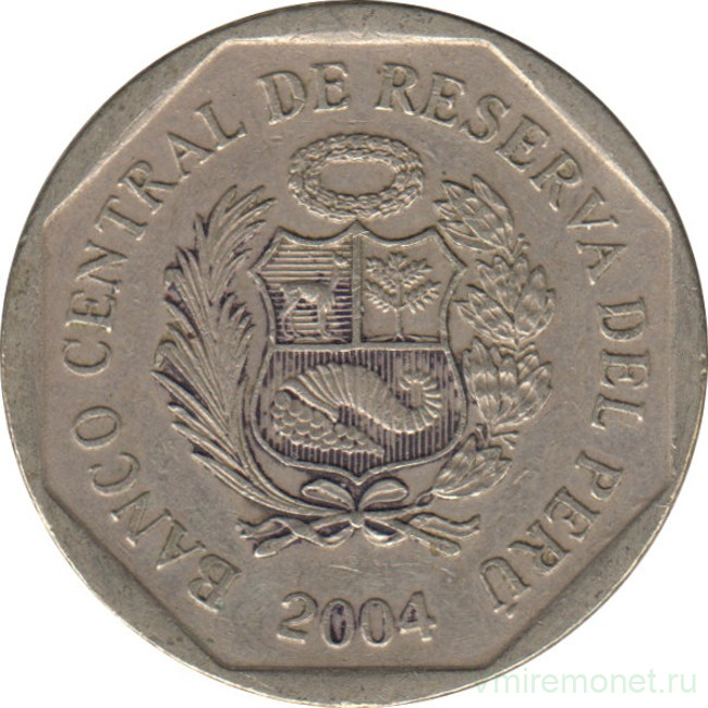 Монета. Перу. 1 соль 2004 год.