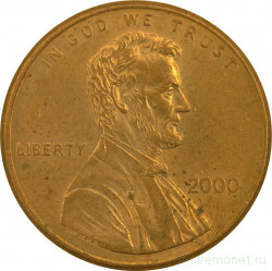 Монета. США. 1 цент 2000 год.