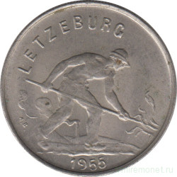 Монета. Люксембург. 1 франк 1955 год.