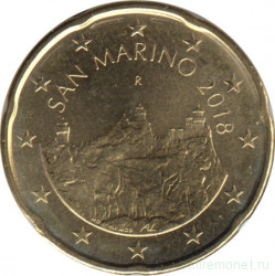 Монета. Сан-Марино. 20 центов 2018 год.