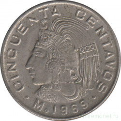 Монета. Мексика. 50 сентаво 1969 год.