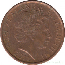 Монета. Новая Зеландия. 10 центов 2011 год.