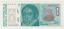 Банкнота. Аргентина. 1 аустраль 1985 год. Тип 323b(2).