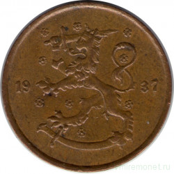 Монета. Финляндия. 5 пенни 1937 год.