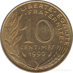 Монета. Франция. 10 сантимов 1991 год.