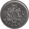 Монета. Барбадос. 10 центов 2012 год. ав.