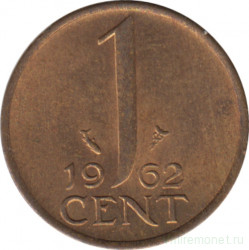 Монета. Нидерланды. 1 цент 1962 год.