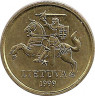 Аверс.Монета. Литва. 10 центов 1999 год.