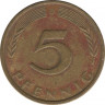 Монета. ФРГ. 5 пфеннигов 1969 год. Монетный двор - Мюнхен (D). рев.