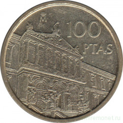 Монета. Испания. 100 песет 1996 год. Национальная библиотека.