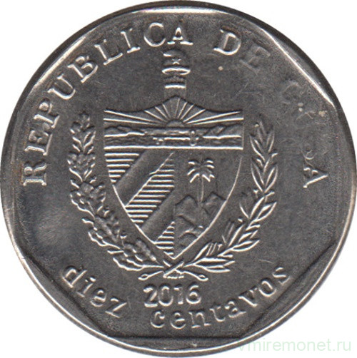 Монета. Куба. 10 сентаво 2016 год (конвертируемый песо).