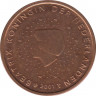Монета. Нидерланды. 2 цента 2001 год. ав.