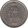  Монета. Швейцария. 2 франка 1968 год.(B). ав.