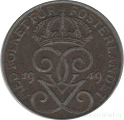 Монета. Швеция. 1 эре 1949 год.
