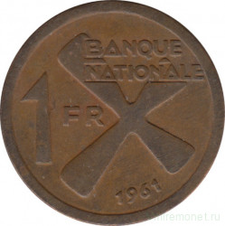 Монета. Катанга (Конго). 1 франк 1961 год.