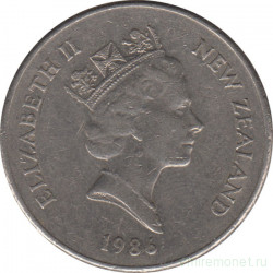 Монета. Новая Зеландия. 20 центов 1986 год.