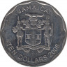 Монета. Ямайка. 10 долларов 2008 год. ав.