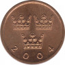 Аверс. Монета. Швеция. 50 эре 2004 год.