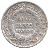 Монета. Боливия. 10 сентаво 1877 год.