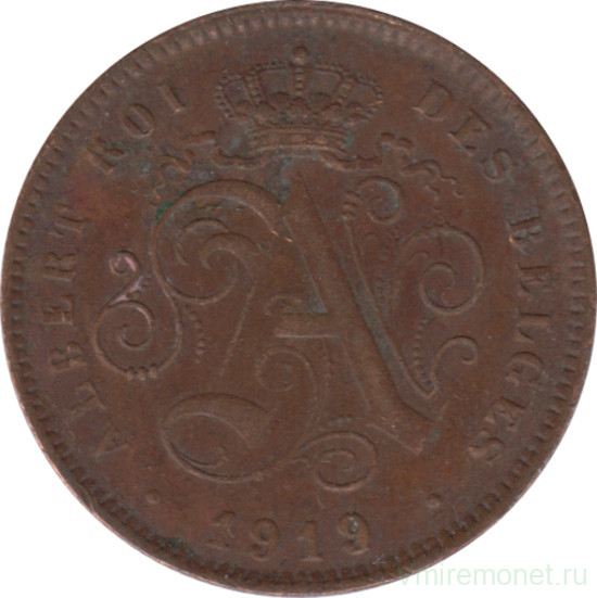 Монета. Бельгия. 2 сантима 1919 год. Des Belges.