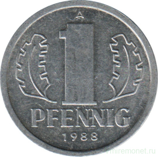 Монета. ГДР. 1 пфенниг 1988 год.
