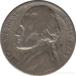 Монета. США. 5 центов 1944 год. Монетный двор S.