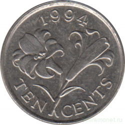 Монета. Бермудские острова. 10 центов 1994 год.