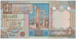 Банкнота. Ливия. 1/4 динара 2002 год.