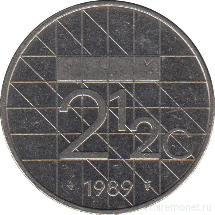 Монета. Нидерланды. 2,5 гульдена 1989 год.