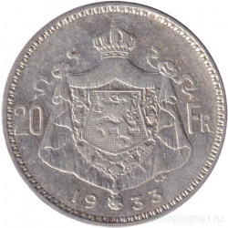 Монета. Бельгия. 20 франков 1933 год.  Der Belgen.