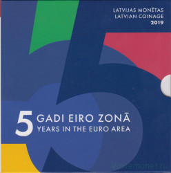 Монеты. Латвия. Набор евро в буклете 2019 год. 5 лет вступления в ЕС.
