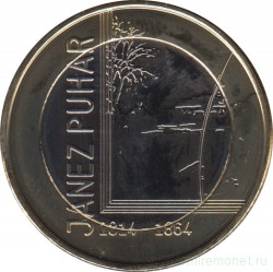 Монета. Словения. 3 евро 2014 год. 200 лет со дня рождения Янеша Пухара.