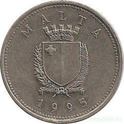 Монета. Мальта. 10 центов 1995 год.