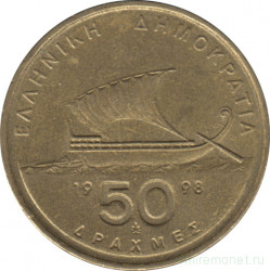Монета. Греция. 50 драхм 1998 год.