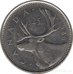 Монета. Канада. 25 центов 1986 год.